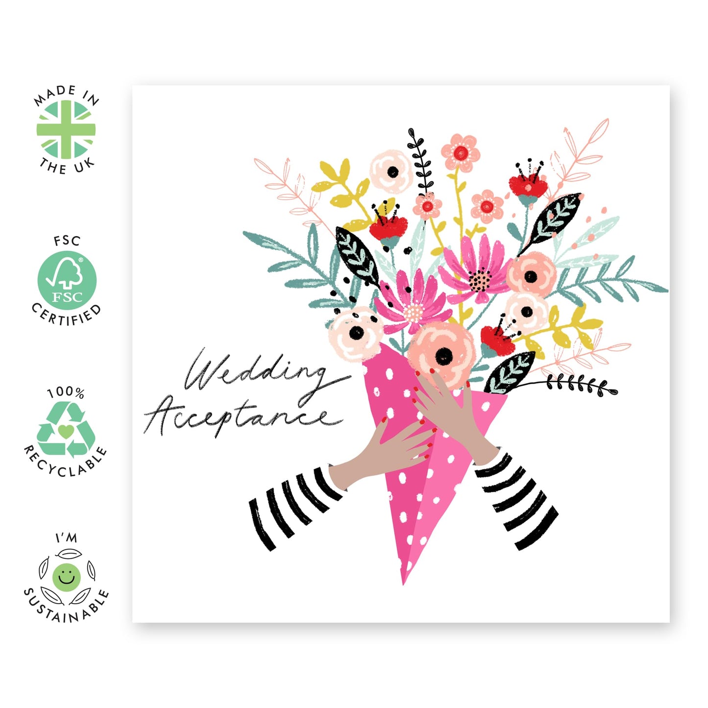 Wedding Acceptance Card From Groom Bride - Wedding Acceptance Bouquet - Wedding Invitations For Entourage - Rsvp Reply Card For Bridesmaid Groomsman Guests - Comes With Fun Stickers By Central 23