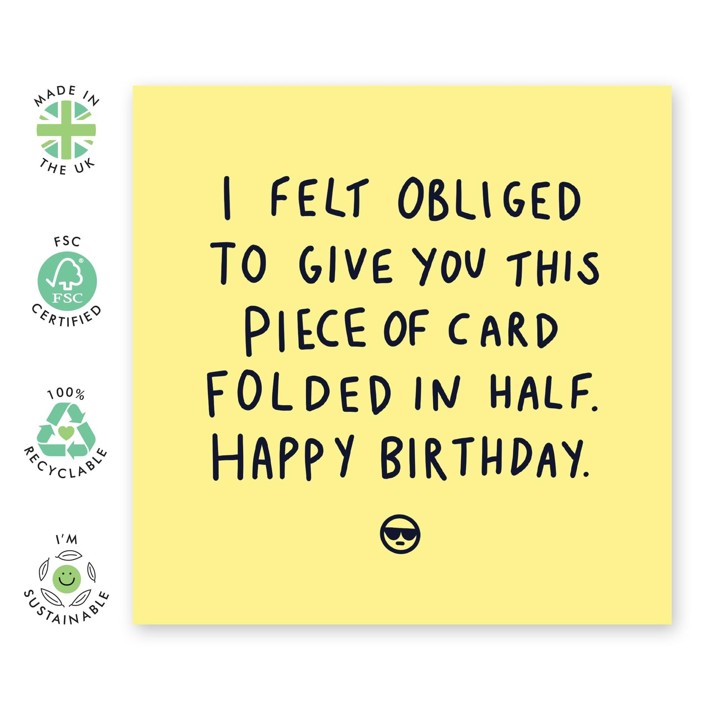 Funny Birthday Cards For Men - I Felt Obliged To Give Your This Card - Nephew Birthday Card - Best Friend Birthday Card - Gifts For Him Her - Comes With Fun Stickers By Central 23