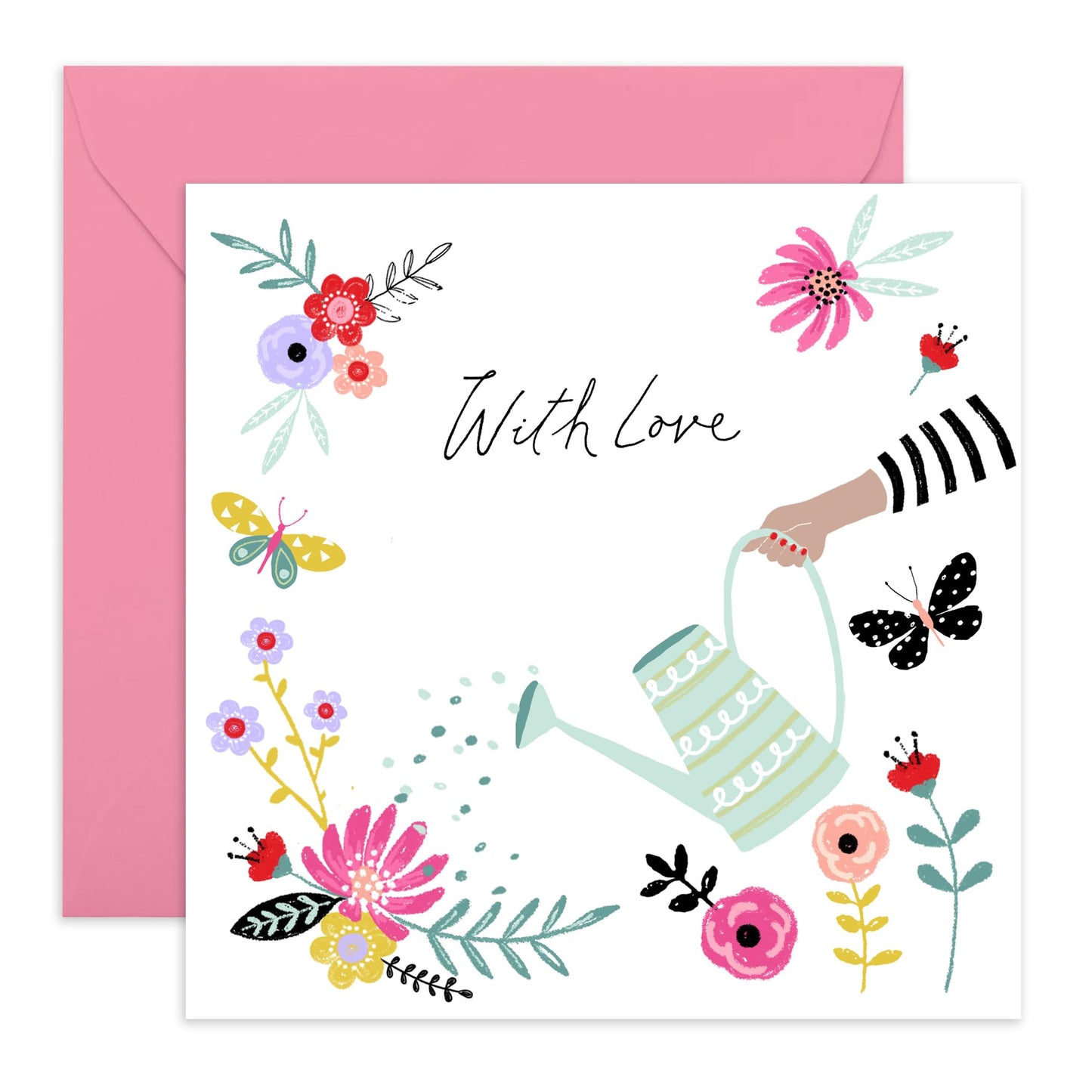 Wife Anniversary Card - With Love Watering Can - Mothers Day Card From Son Daughter - Birthday Card For Women - Valentines Card Girlfriend - Love Cards For Her - Comes With Stickers By Central 23