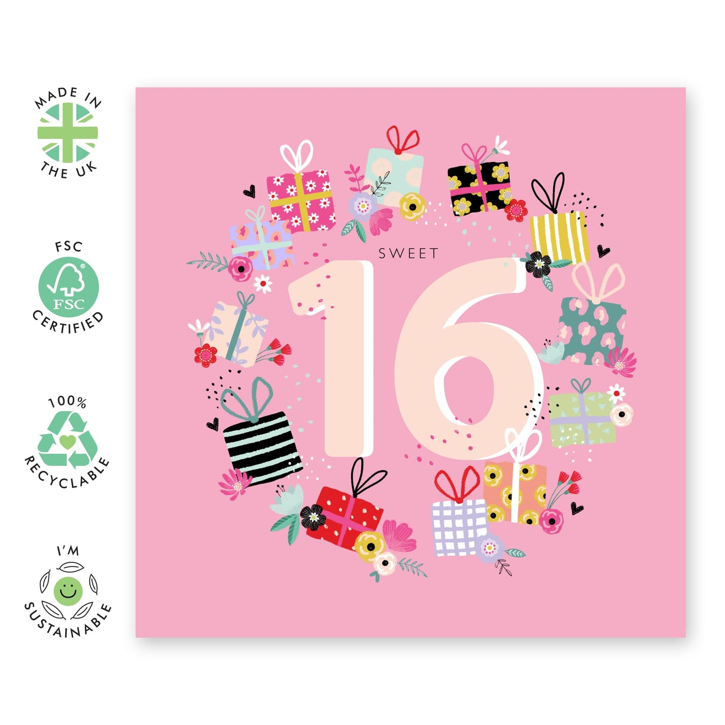 Sixteen Birthday Cards For Kids - Sweet 16 Birthday Presents - Girl Birthday Card 16th Year Old - Bday Card - Happy Birthday Card For Daughter Granddaughter Niece - Comes With Stickers By Central 23