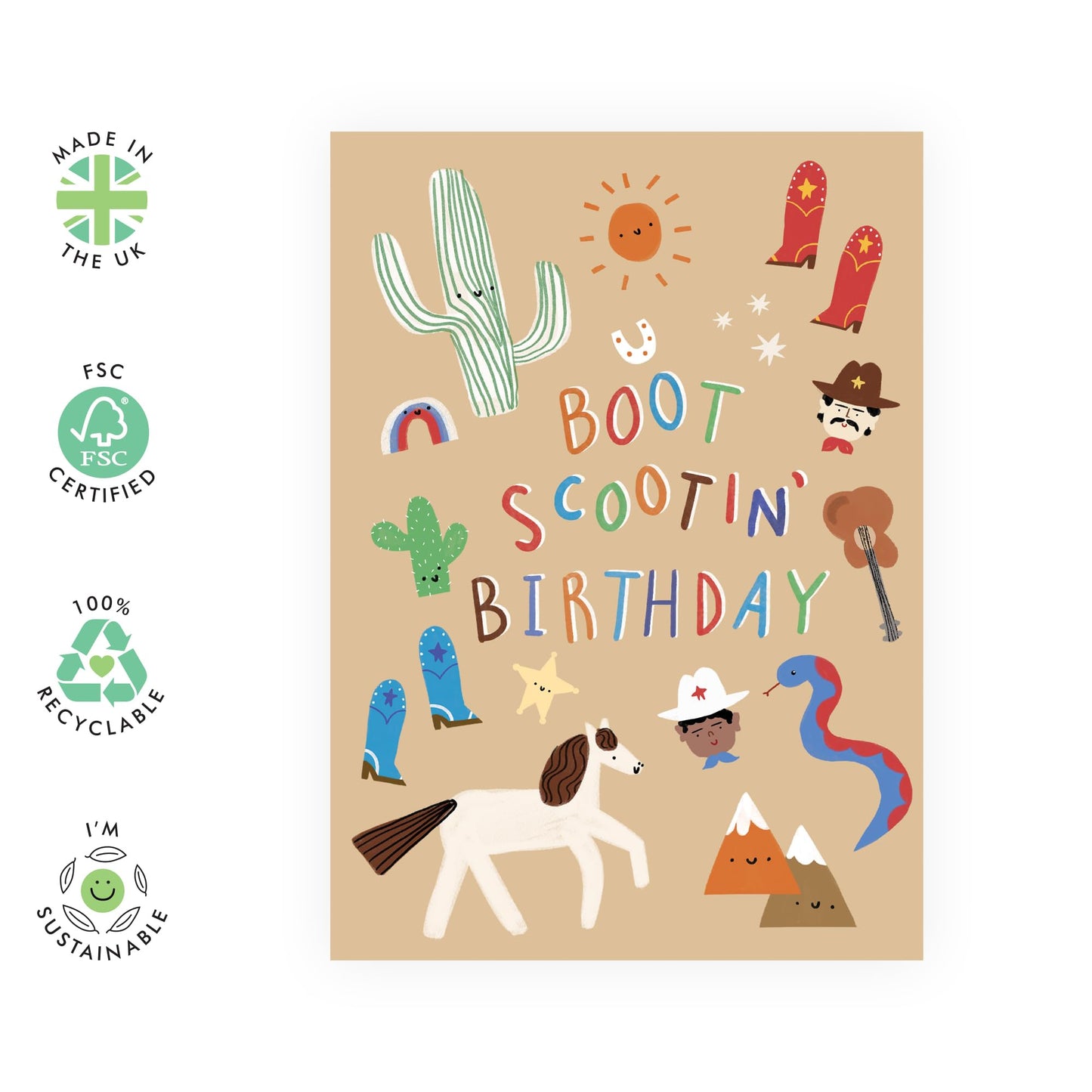 Birthday Card for Country Boys - 'Bootscootin Cowboy' - Gifts for Him, Men, Husband, Boyfriend, Colleague, Brother, Father, Dad - Southern Thing - Comes with Fun Stickers