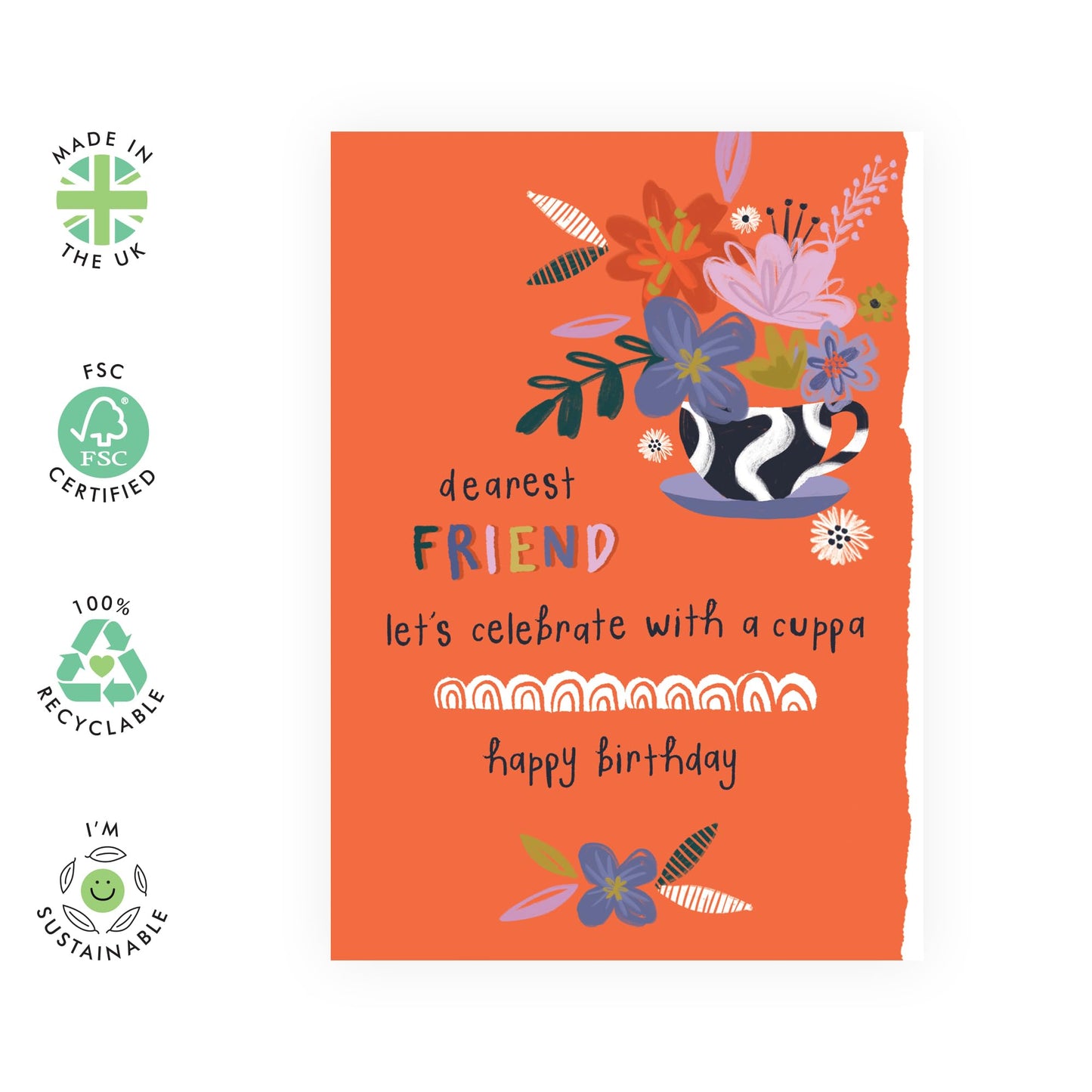 Birthday Card Floral Her - Birthday Friend Orange Bouquet - Pretty Greeting Card For Women - Floral Birthday Card - For Mother Wife Mum - Flower - Girlfriend - Comes With Fun Stickers - By Central 23