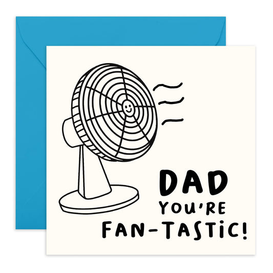Central 23 Heartfelt Greeting Card - 'DAD, YOU'RE FAN-TASTIC' - For Dads Daddy's Fathers Pops - Funny Gift for Any Occasion - Celebrate His Greatness with a Warm Message - Comes with Stickers