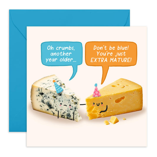 Happy Birthday Card For Him Her - Don't Be Blue Birthday Cheese - Sweet Birthday Cards For Men Women - Friends Birthday Card - From Friend Bff - Comes With Stickers By Central 23