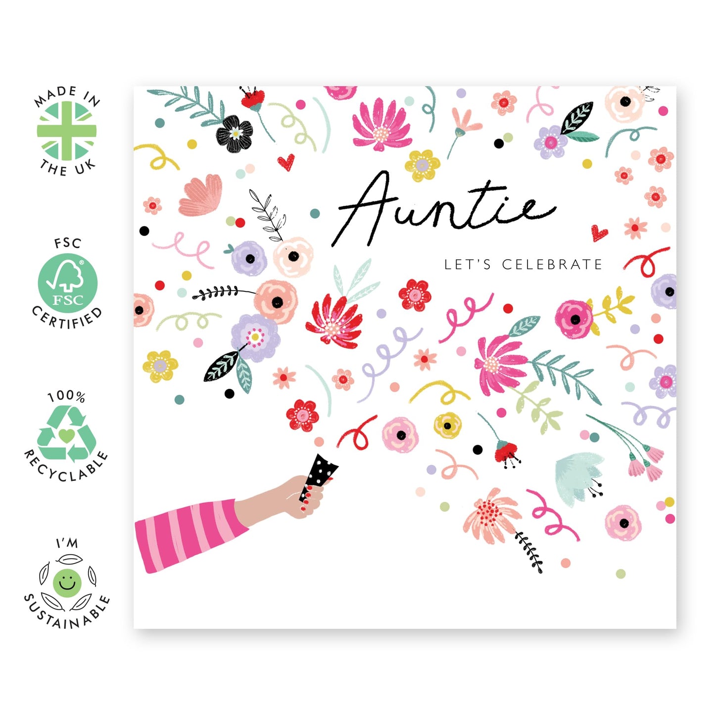 Auntie Birthday Card For Her - Let's Celebrate - Mother's Day Card For Aunt - Thank You Cards And Envelopes - Gifts For Her Women Female Tia Aunty - Comes With Stickers By Central 23