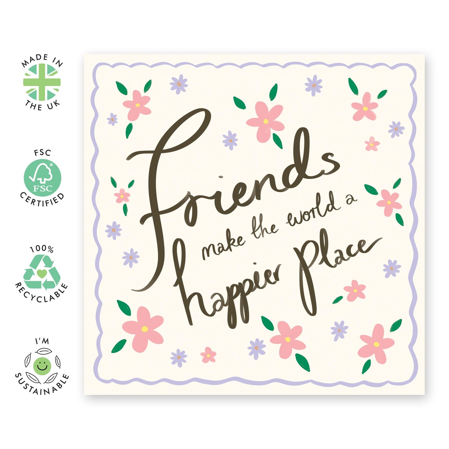 Friendly Birthday Card - 'Floral Friends' - Gifts for Besties, Best Friends, Girlfriends, Gals, Ladies, Her, Colleagues - Thank You Friend - Comes with Fun Stickers
