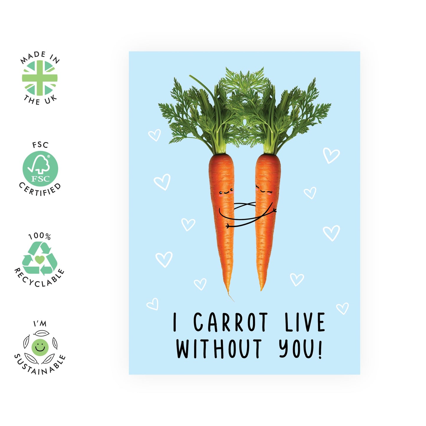 Valentines Card For Wife - Carrot Live Without You - Anniversary Card For Girlfriend - Wedding Anniversary Card For Mum - Gift For Mummy - Comes With Stickers - By Central 23
