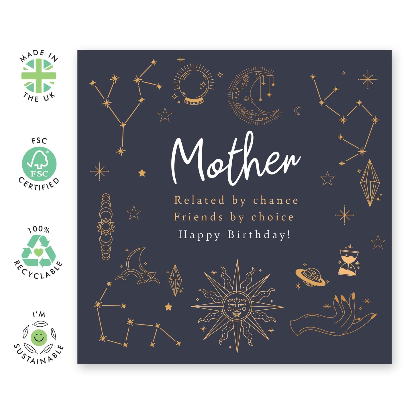 Birthday Greeting Card - 'MOTHER, FRIENDS, CHOICE' - Perfect for Celebrating a Special Day with Love and Appreciation - Ideal for Super MUMs MUMmies Mothers Mamas - Comes With Stickers By Central 23