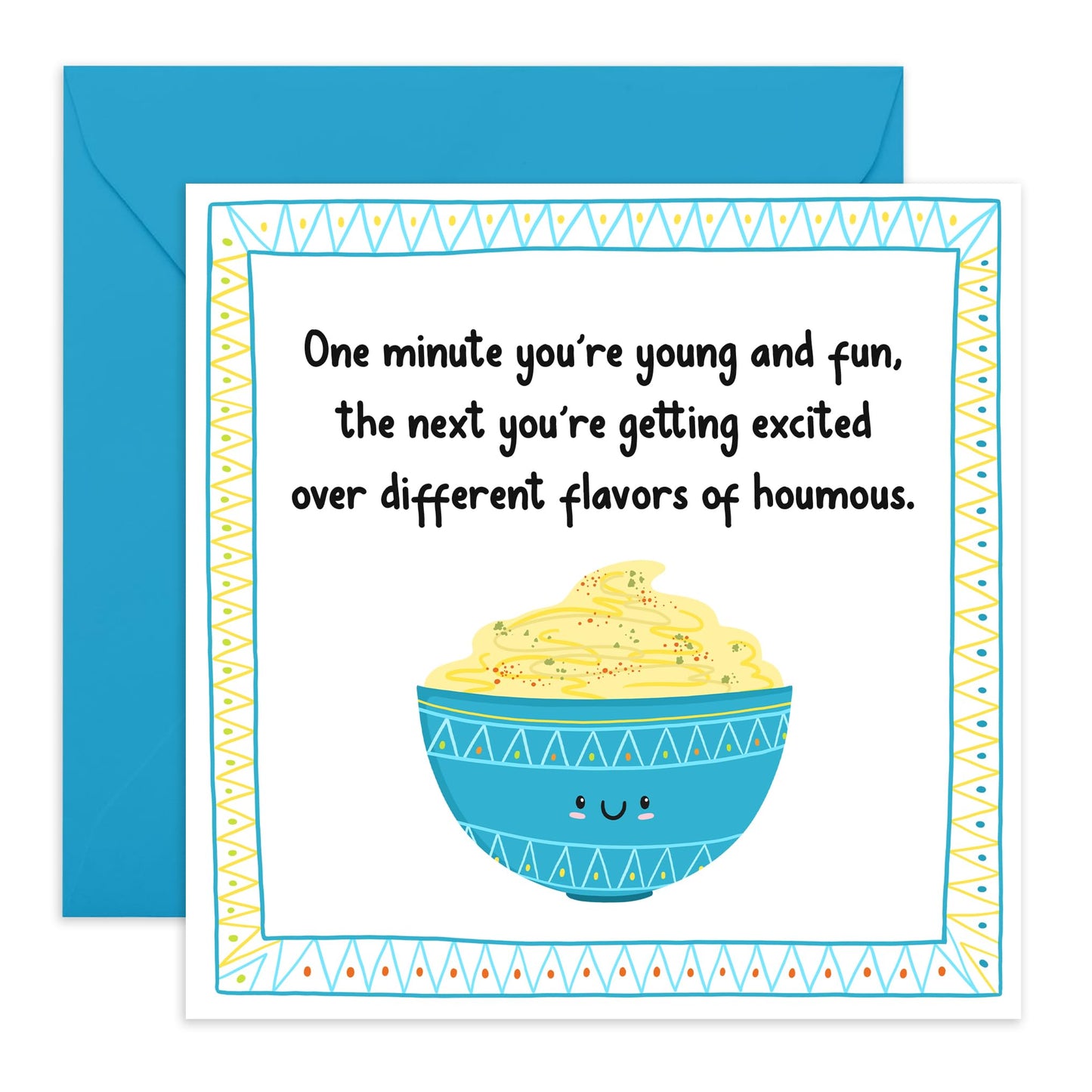 Birthday Greeting Card - 'Different Hummus Flavours' - Ideal for Adding a Fun Twist to Special Birthday Occasions - Perfect for Celebrating with a Touch of Humor - Comes with Stickers by Central 23
