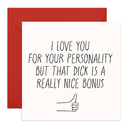 Naughty Anniversary Card For Husband - Really Nice Bonus - Boyfriend Birthday Card - Valentines Day Cards For Him - Humour - For Men Partner Fiance - Comes With Stickers - By Central 23