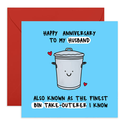 Anniversary Card - 'HUSBAND BIN ANNIVERSARY' - Perfect for Celebrating Your Amazing Husband with Fun - Ideal for Couples Looking to Cherish Their Love and Memories - Comes With Stickers By Central 23
