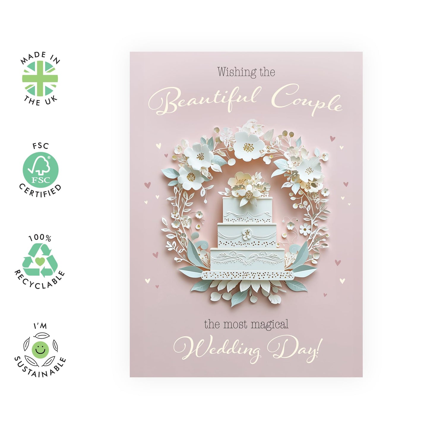 Wedding Celebration Card - 'Beatiful Couple' - Gifts for Groom, Bride, Best Man, Grooms Men, Maid Of Honor, Brides Maid, Newly Wed, Parents, Mum & Dad - Elegant - Comes with Fun Stickers