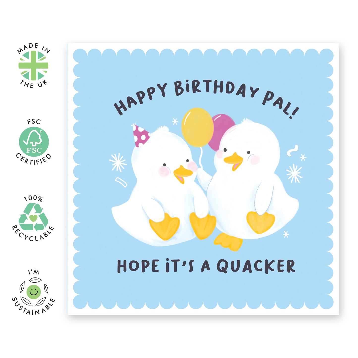 Birthday Card For Friend - Have A Quacker Pal - Animal Birthday Card - Greeting Cards For Best Friend - Gift For Men Women - Comes With Fun Stickers - By Central 23