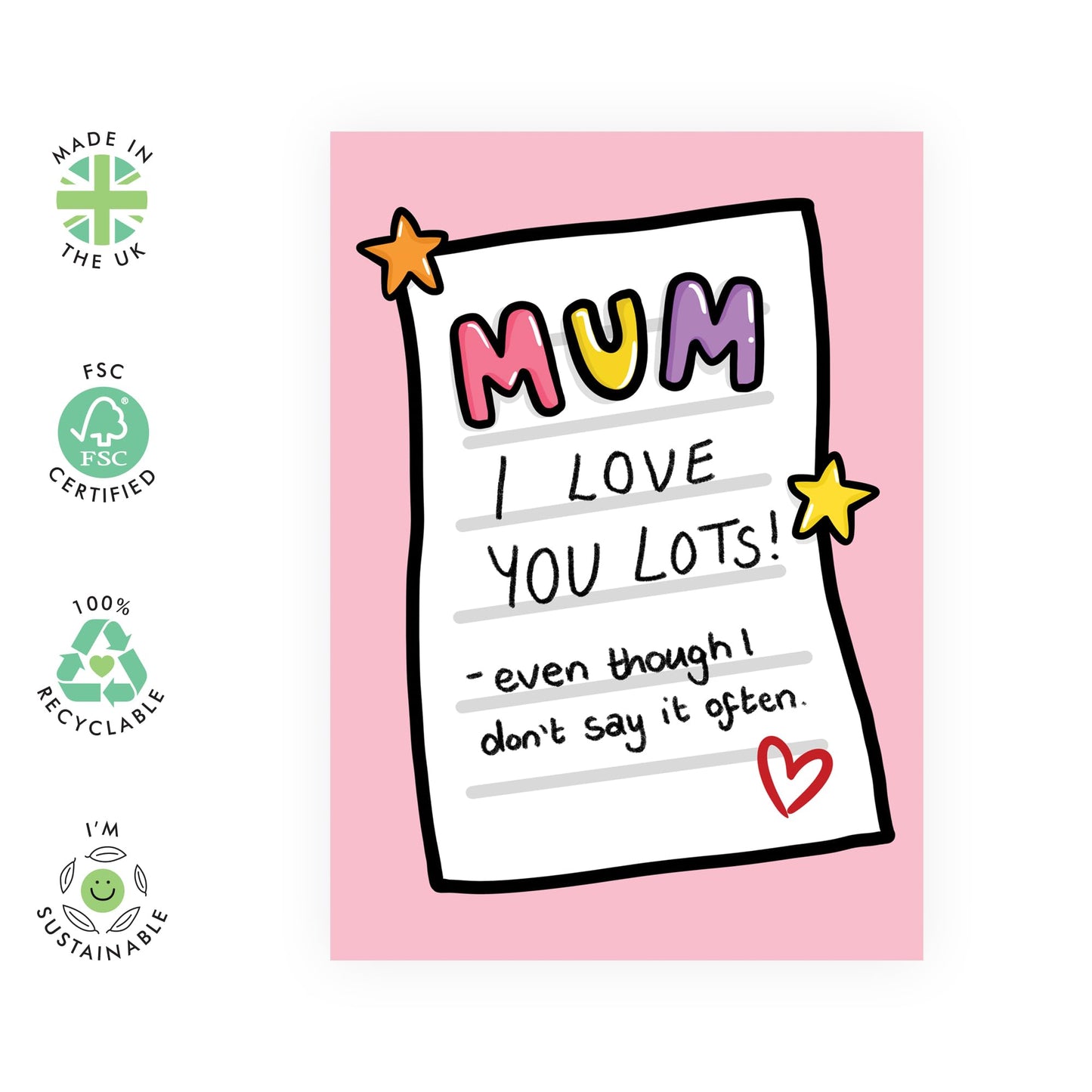 Mum Birthday Card - I Love You Lots - Sweet & Thoughtful Mothers Day Cards For Her, Mummy, Ma, Mama, Women - Letter from Daughter Or Son - Comes With Cute Stickers