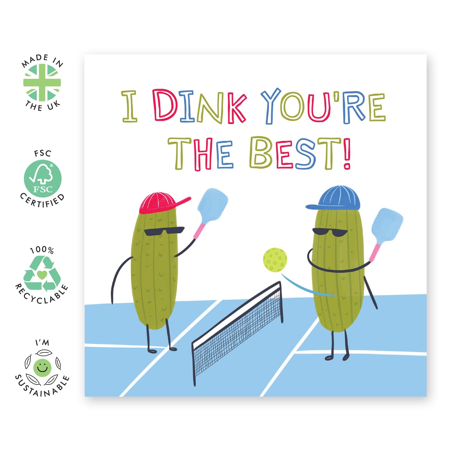 Cute Anniversary Card - 'Anniversary Dink You're The Best' - Gifts for Couples, Wife, Husband, Spouse, Partner, Him, Her - Tennis Duo - Comes with Fun Stickers