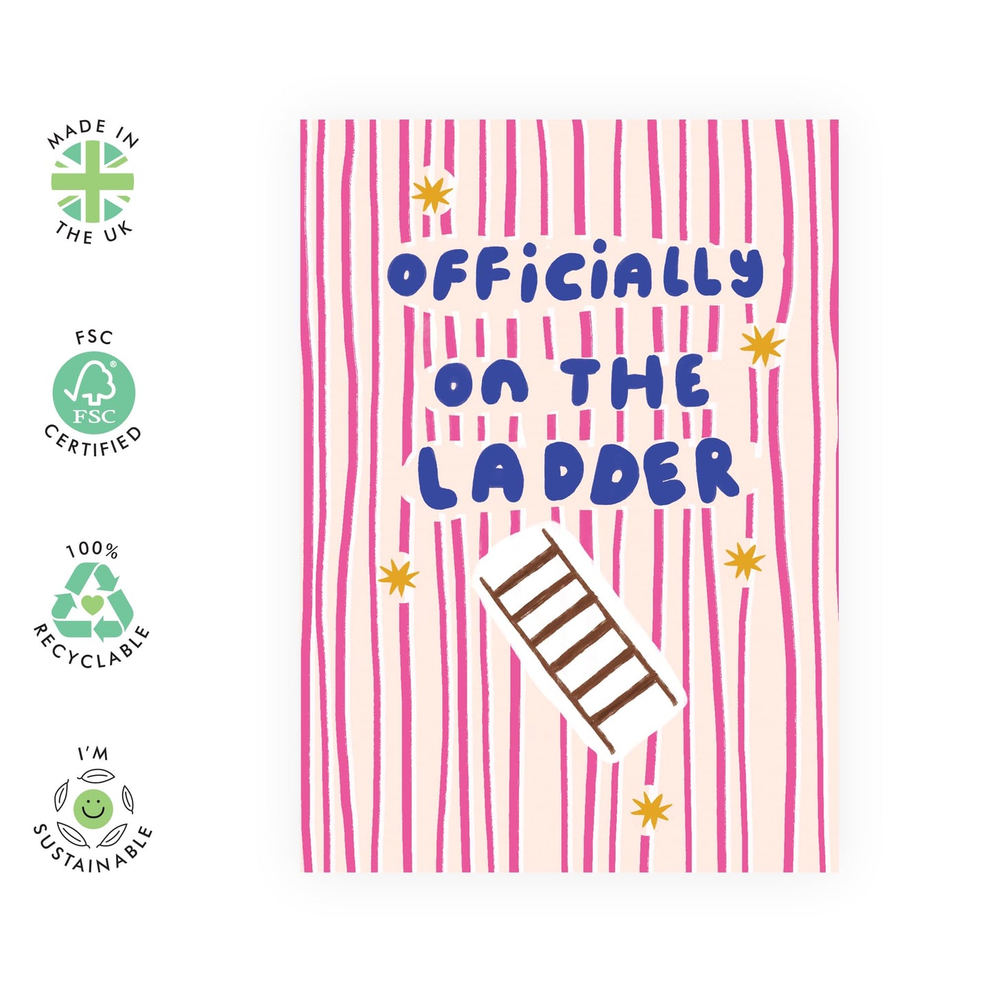 New Home Card – “Officially on the Ladder” – Housewarming, First Home Card for New Homeowners, Friends, Couples, Besties, Brother, Sister, Colleagues, Him, Her, Neighbour –Comes with Stickers