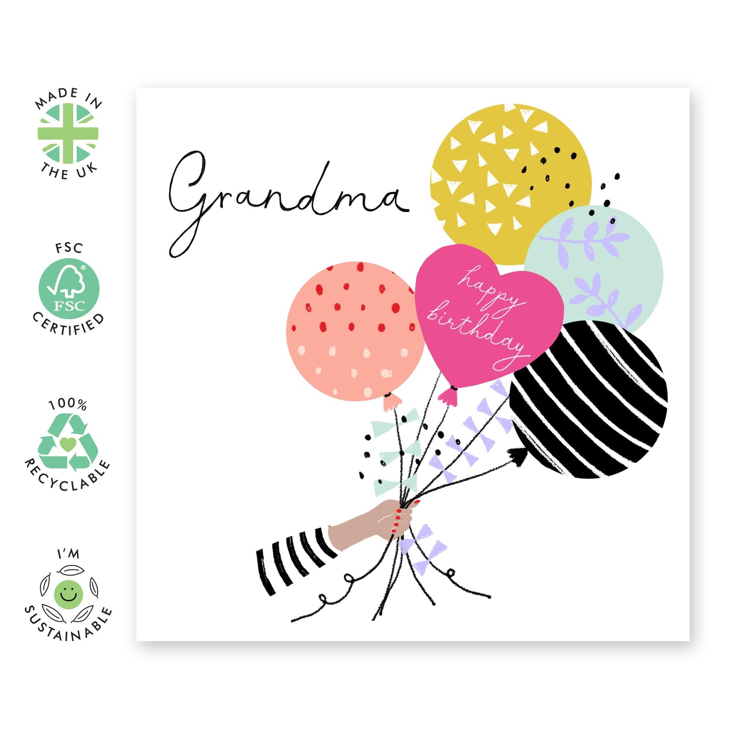 Grandma Birthday Card - Happy Birthday Card For Her - Grandma Gifts For Women Nana Nanny Grandmother - Comes With Stickers By Central 23