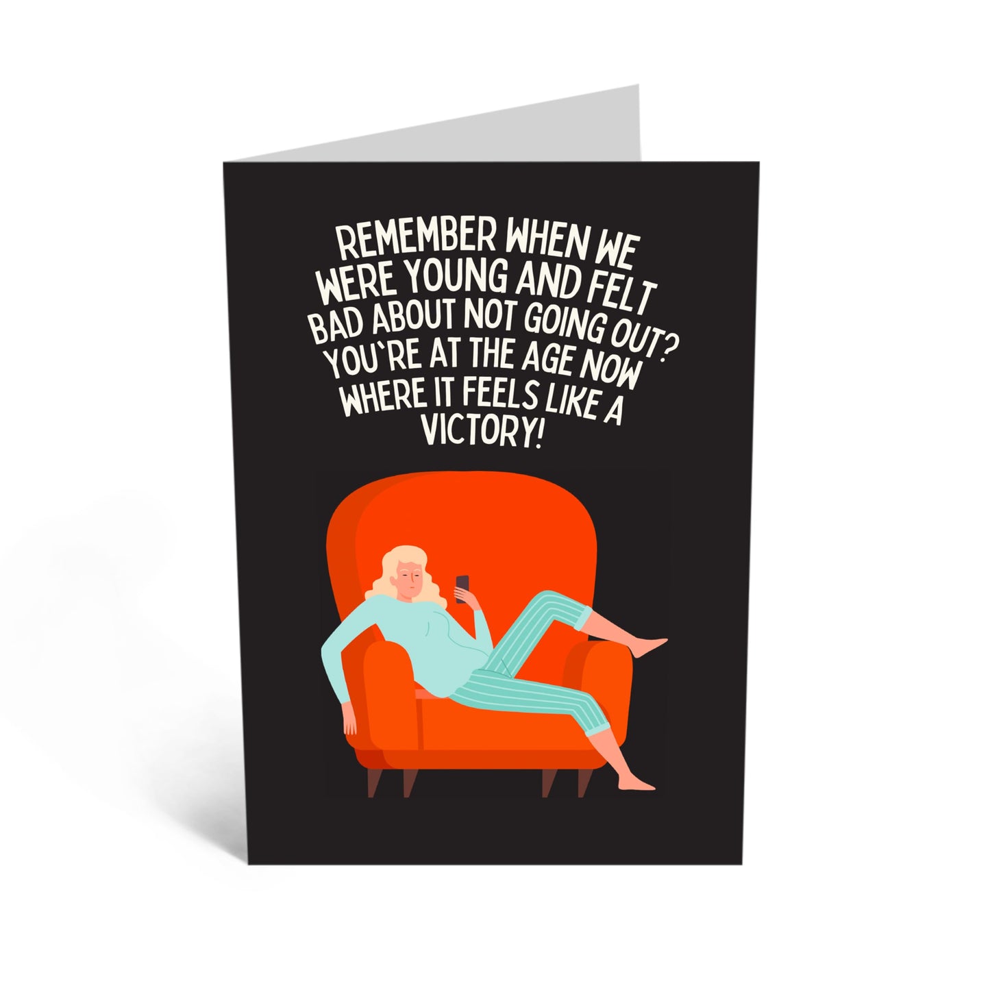 Humorous Birthday Card - 'NOT GOING OUT VICTORY' - Celebrate with a Playful Nod to Enjoying the Comforts of Home - Fun Way to Celebrate Their Birthday - Includes Envelope and Stickers by Central 23