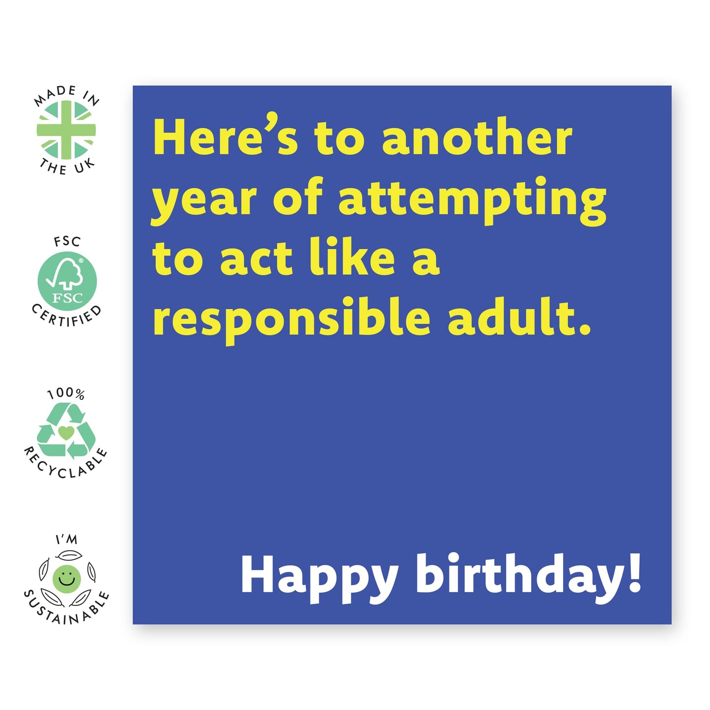 Joke On Adulthood Birthday Card - 'Another Year Of' - Gifts for Friends, Brother, Sister, BFFs, Cousin, Niece, Nephew - Responsible Adult - Comes with Fun Stickers