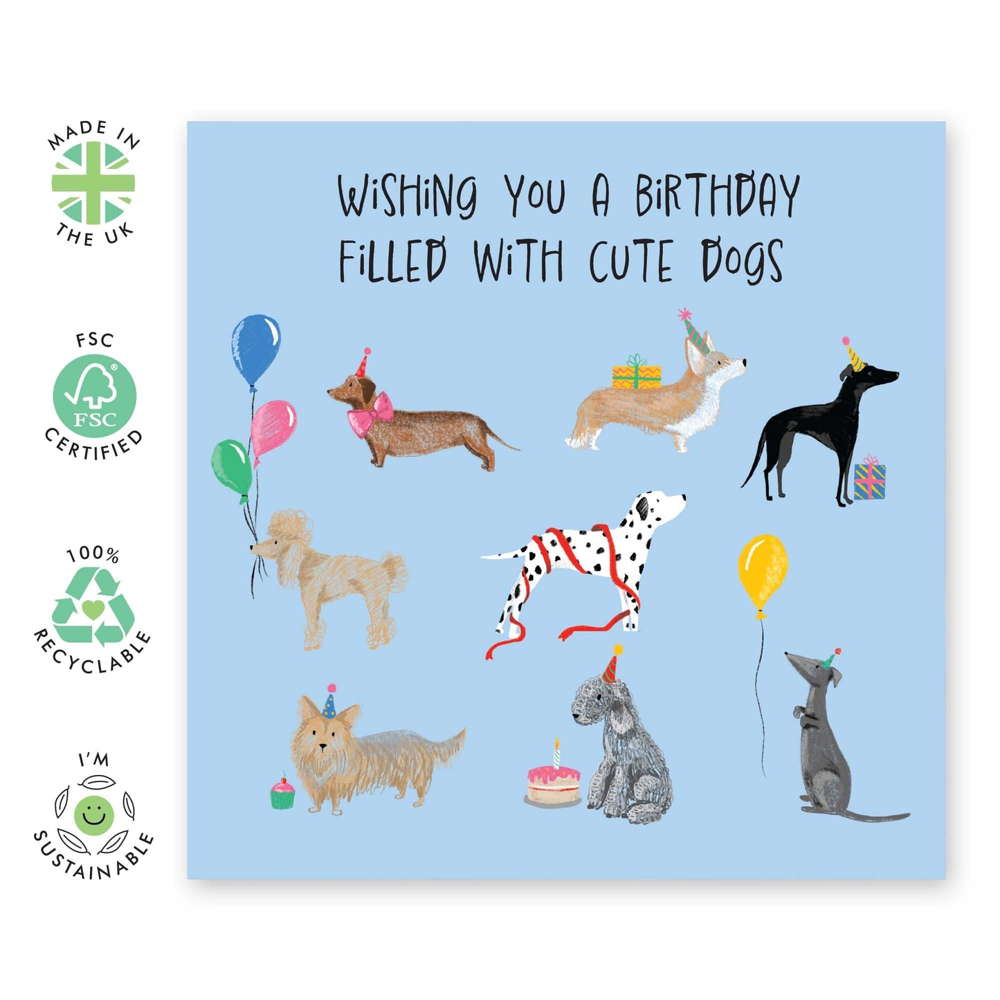 Birthday Card - 'BIRTHDAY FILLED WITH DOGS' - Perfect for Celebrating Dog Lovers on Their Special Day - Ideal for Him Her Boyfriend Girlfriend Friends Bother Sister - Comes With Stickers By Central 23