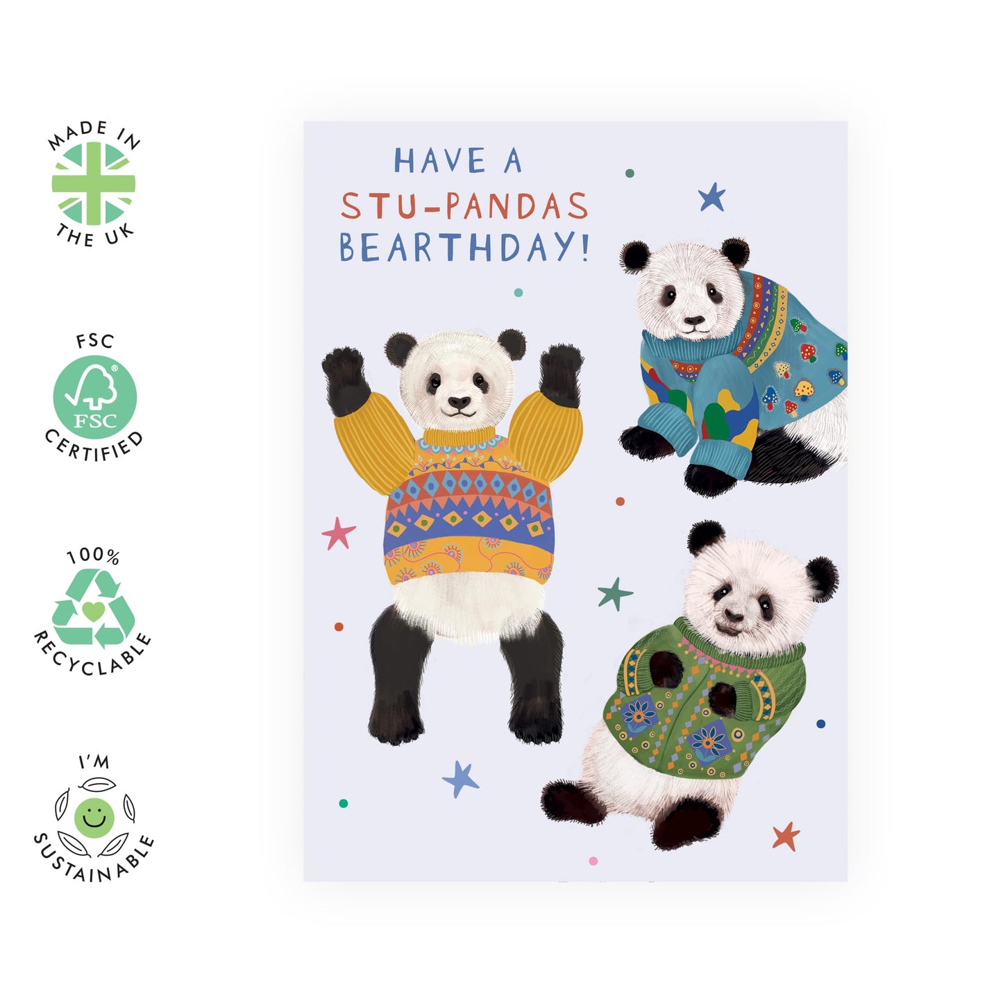Birthday Greeting Card - 'PANDAS BIRTHDAY' - Perfect for Celebrating with Cuteness and Joy - Ideal for Panda Lovers Ready to Celebrate Their Special Day - Comes With Stickers By Central 23
