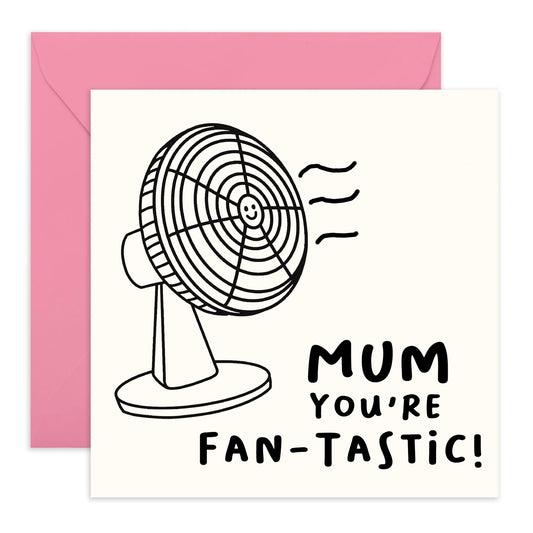Cute and Playful Greeting Card for Her - 'MUM YOU'RE FAN-TASTIC' - Birthday Cards for Ma, Mama, Mummy, Ladies, Women - Appreciation Gifts - Thank You Card, Mothers Day Surprise - Comes with Stickers