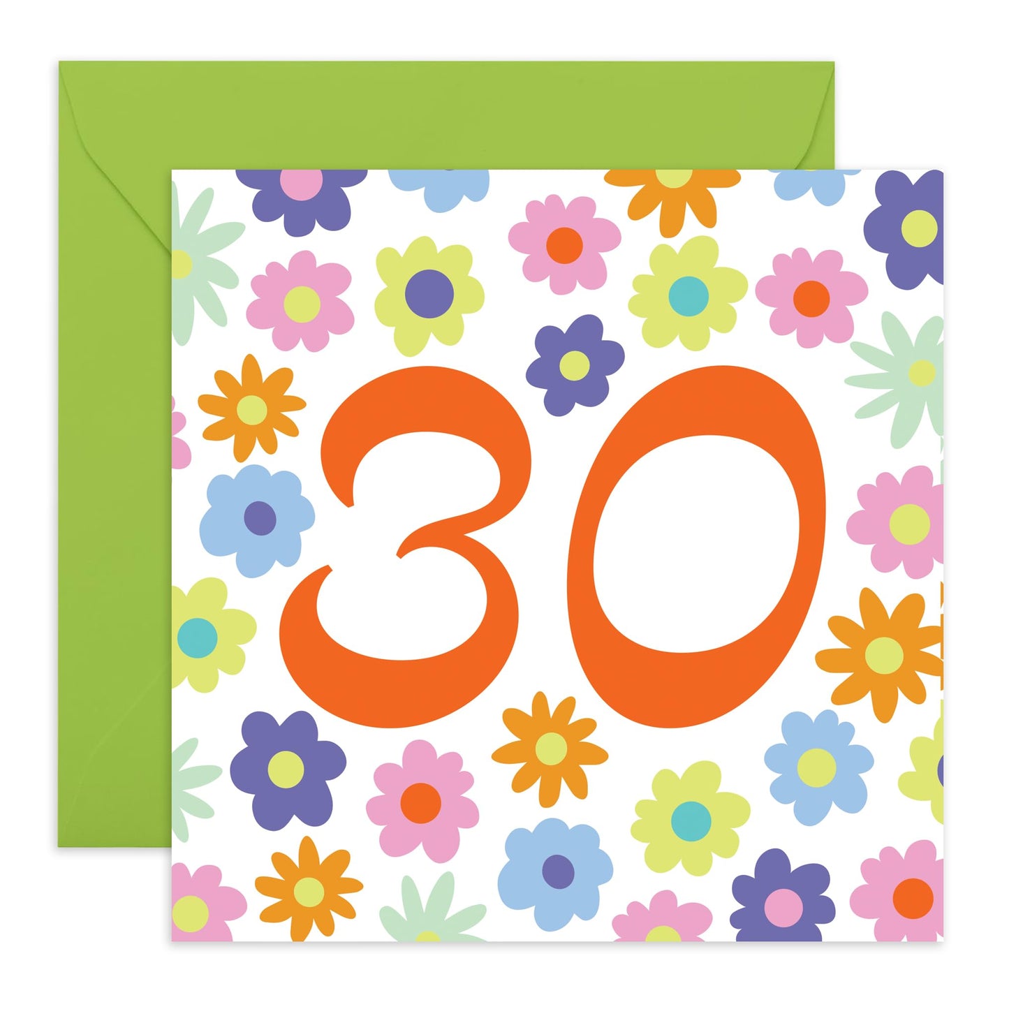 30th Birthday Card For Women - Rainbow Floral 30 - Wife - Mum - Sister - Sweet Birthday Card - Happy Thirtieth Birthday Greeting Card Female Friends - Comes With Fun Stickers - By Central 23