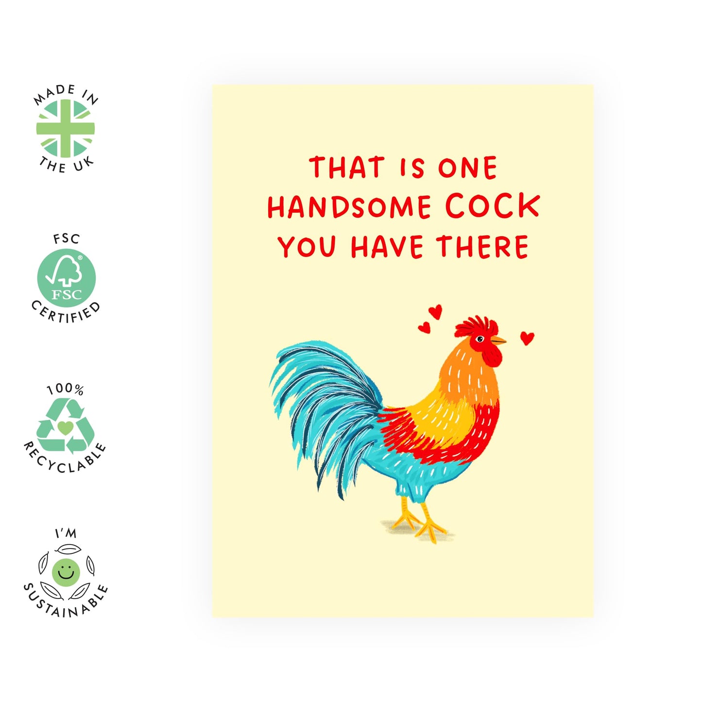 Naughty Greeting Cards - One Handsome Cock - Valentines Day Card Girlfriend Boyfriend - Anniversary Card Couple - Greeting Cards Fiance - Husband Wife - Comes With Fun Stickers By Central 23