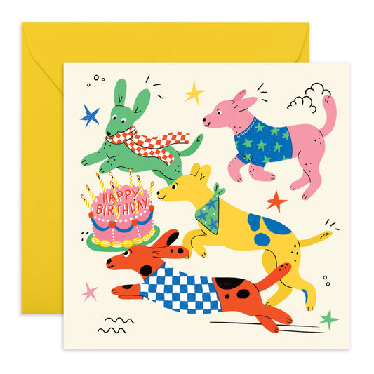 Dog Birthday Card - Birthday Cake Dogs Light Version - Birthday Cards From Dog - Sweet Greeting Cards For Fur Parents - Gifts From Pets Animals Fur Mum Dad - Comes With Fun Stickers By Central 23