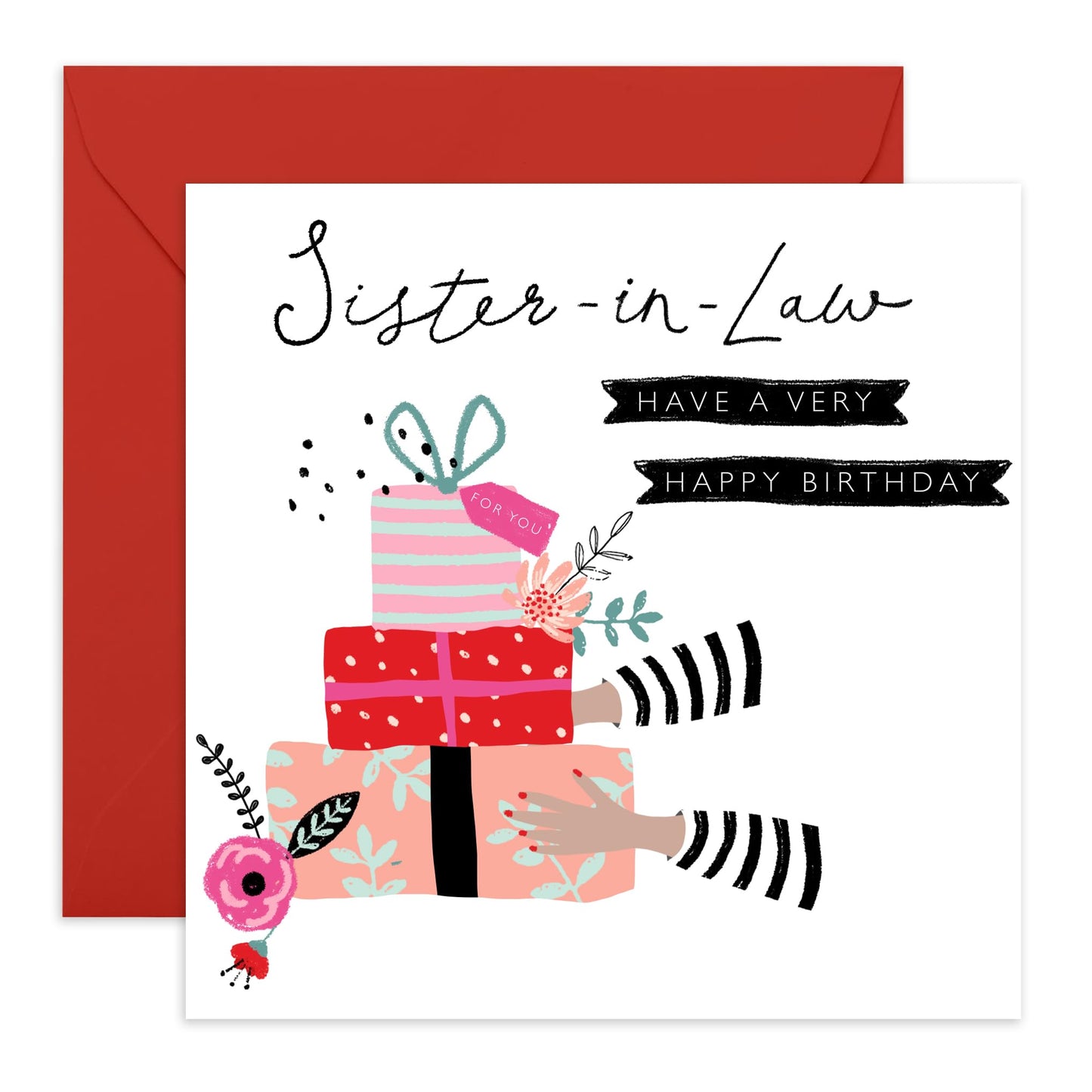 Birthday Cards For Sister In Law - Elegant Gifts Present - Sister In Law Birthday Cards For Her - Sweet Greeting Cards And Envelopes For Women - Comes With Stickers By Central 23