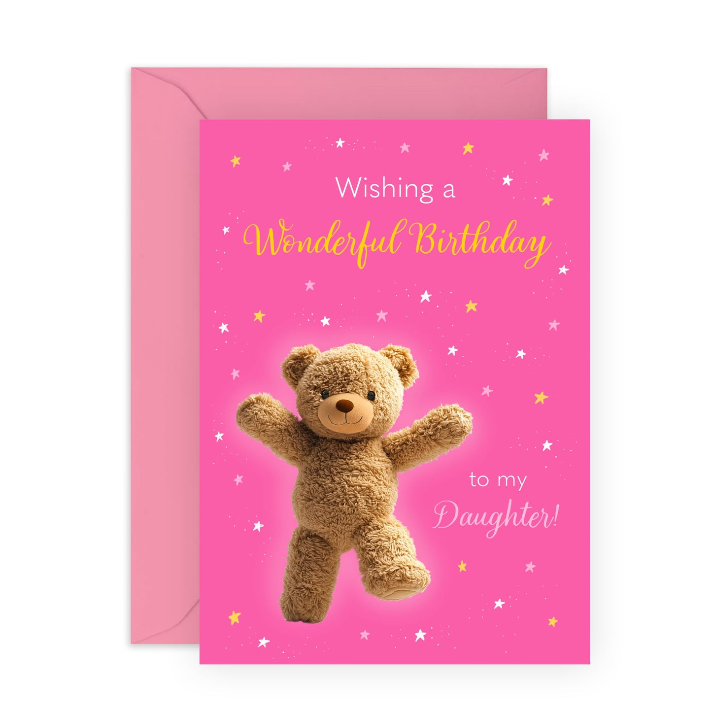 Birthday Card for My Daughter - 'Wonderful Birthday Bear Daughter' - Gifts for Girls, Her, Children, Kids, Adults, Family From Mum & Dad - Bear Hugs - Comes with Fun Stickers