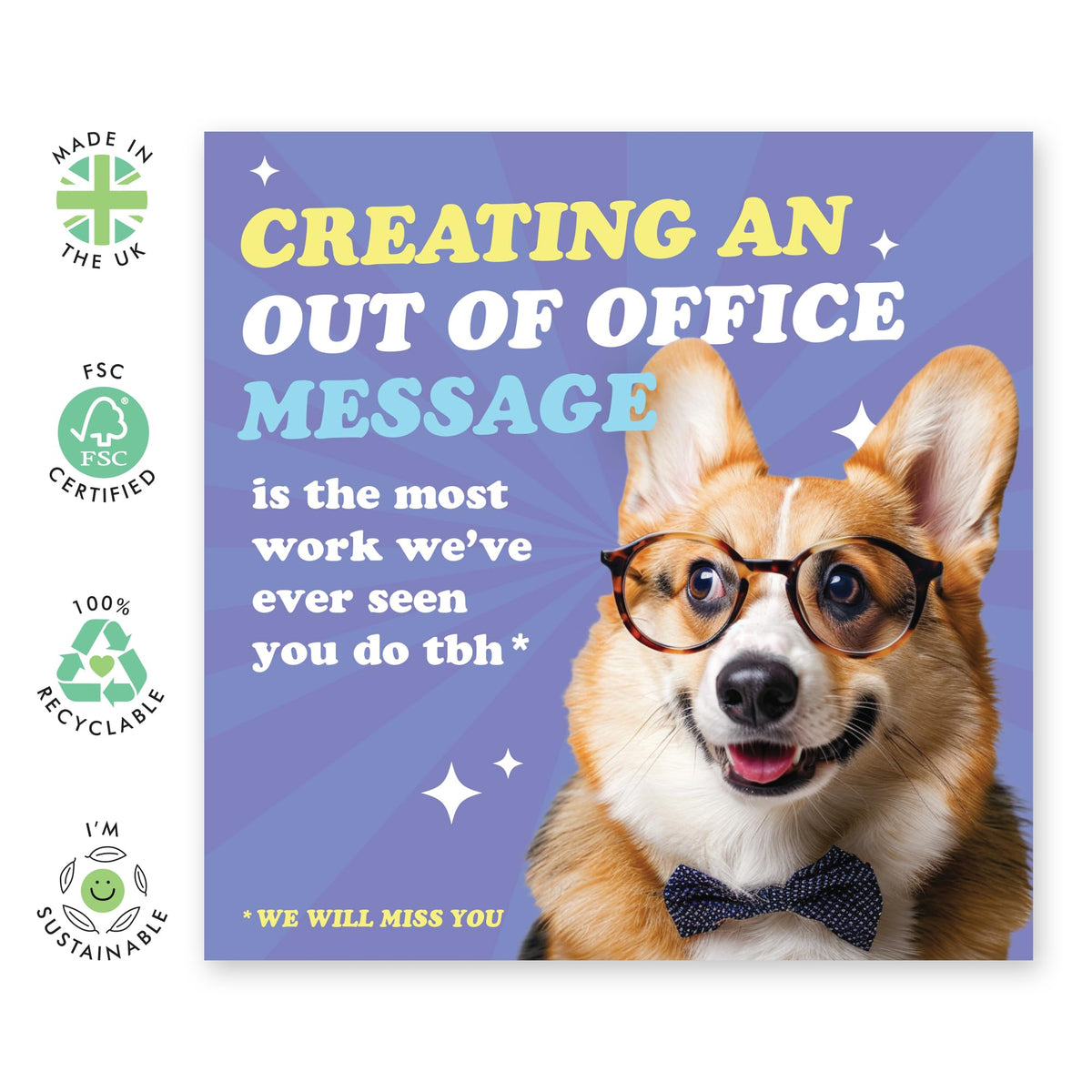 Fun Leaving Card - 'Creating Out of Office Message' - Saying Goodbye to Colleagues, Workmates, Officemates & Buddies - Goodluck and See you around - Comes with Fun Stickers