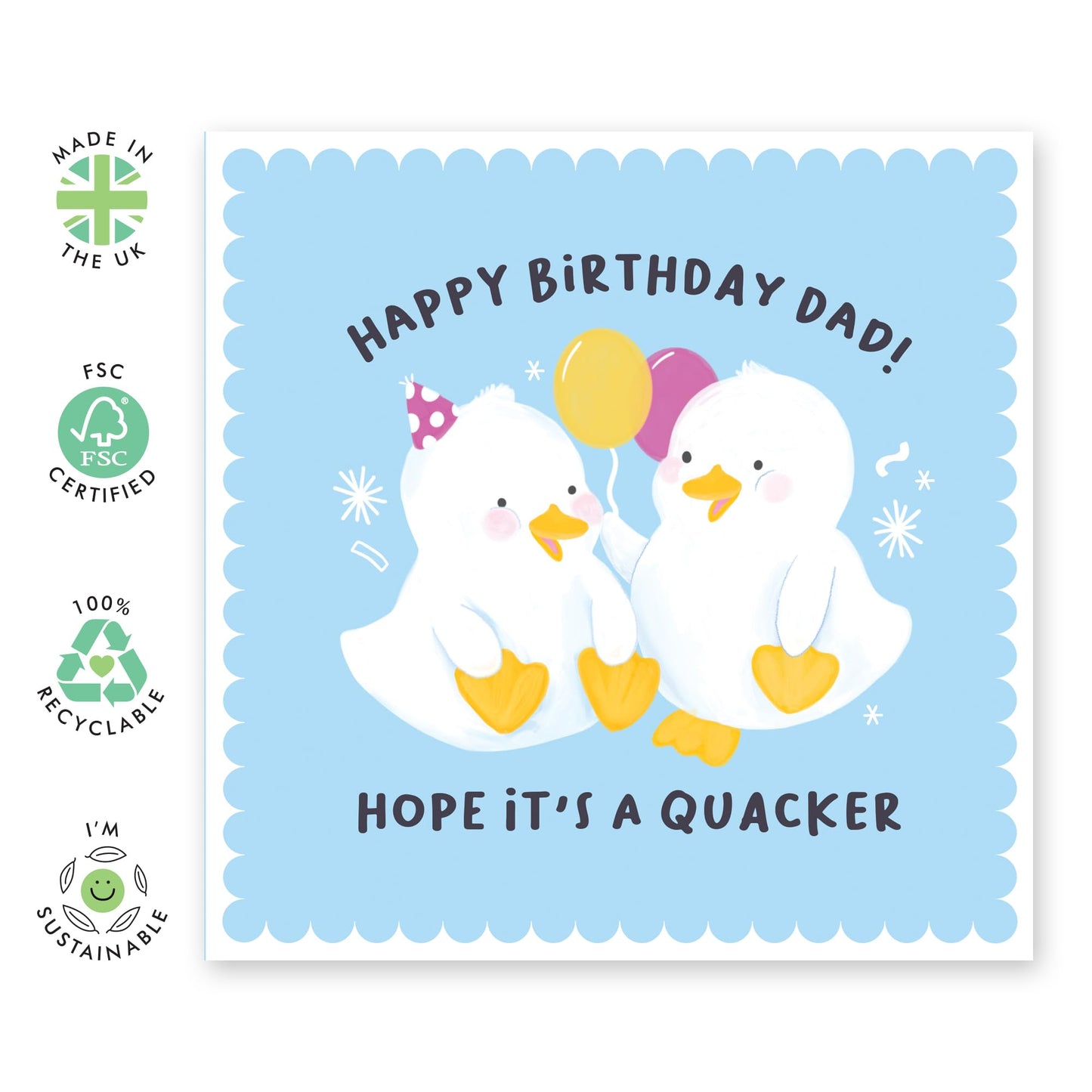 Birthday Card For Daddy - Have A Quacker Dad - Animal Birthday Card - Pretty Greeting Cards For Pop - Birthday Card For Father From Son Daughter - Comes With Fun Stickers - By Central 23