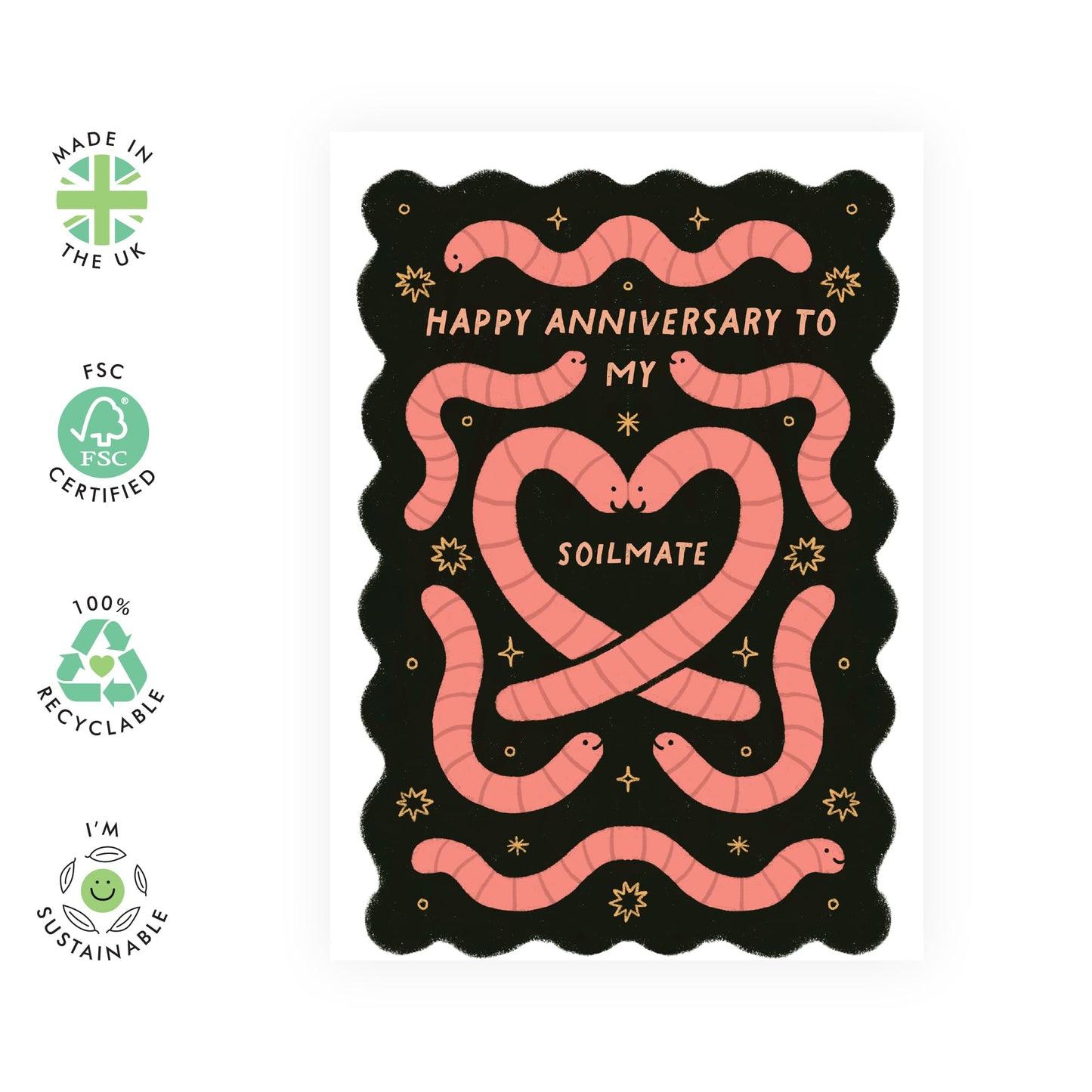 Cute & Funny Anniversary Card - 'Soilmates - Anniversary & Valentines Gifts for Couples, Parents, Husband & Wife - Soulmates forever - Comes with Fun Stickers