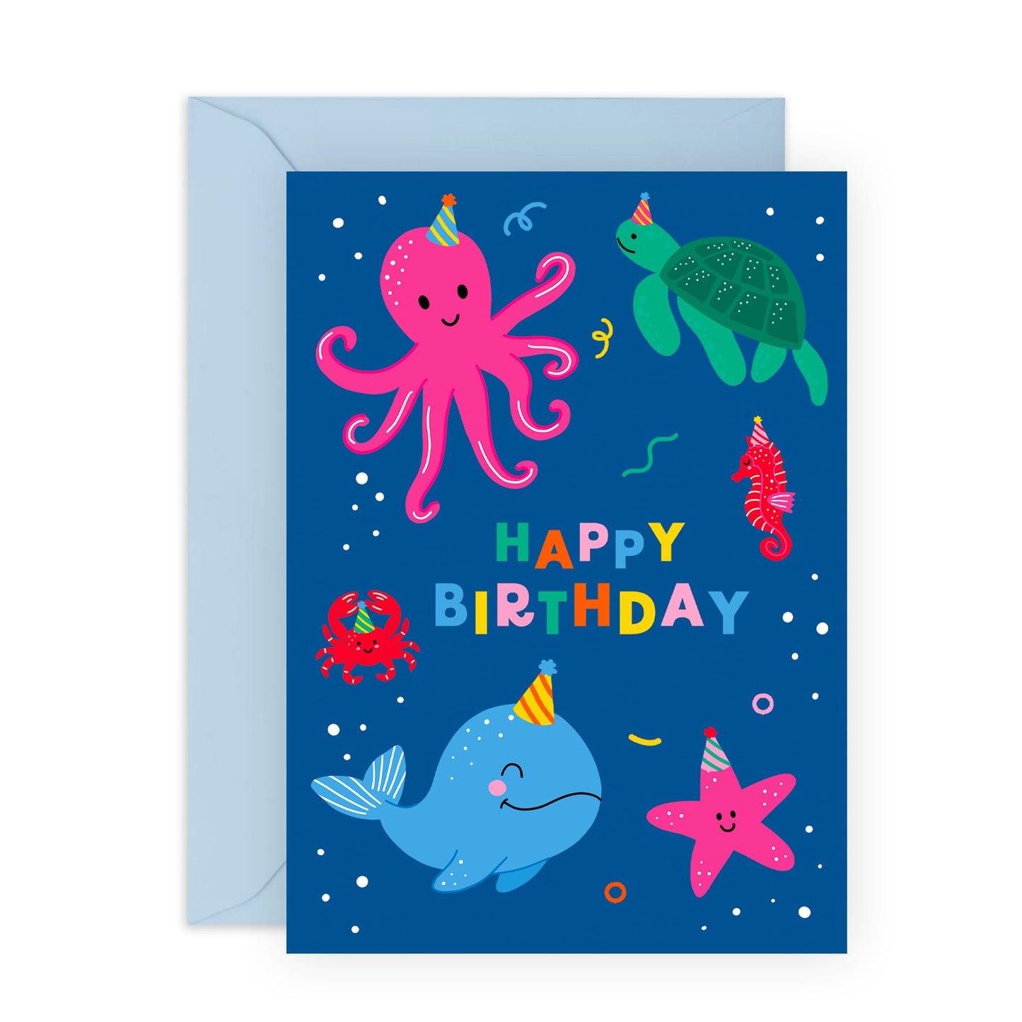 Birthday Card Boys Girls - Under The Sea - Birthday Gift For Son Daughter Niece Nephew - Gift From Mum Dad - Kids Birthday Cards - Baby Milestone Cards - Comes With Stickers By Central 23