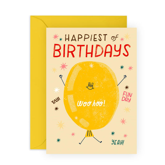 Fun Birthday Card - 'Happiest Birthday Lemon' - Gifts for Him, Her, Brother, Sister, Colleague, Friend - Hooray - Comes with Fun Stickers