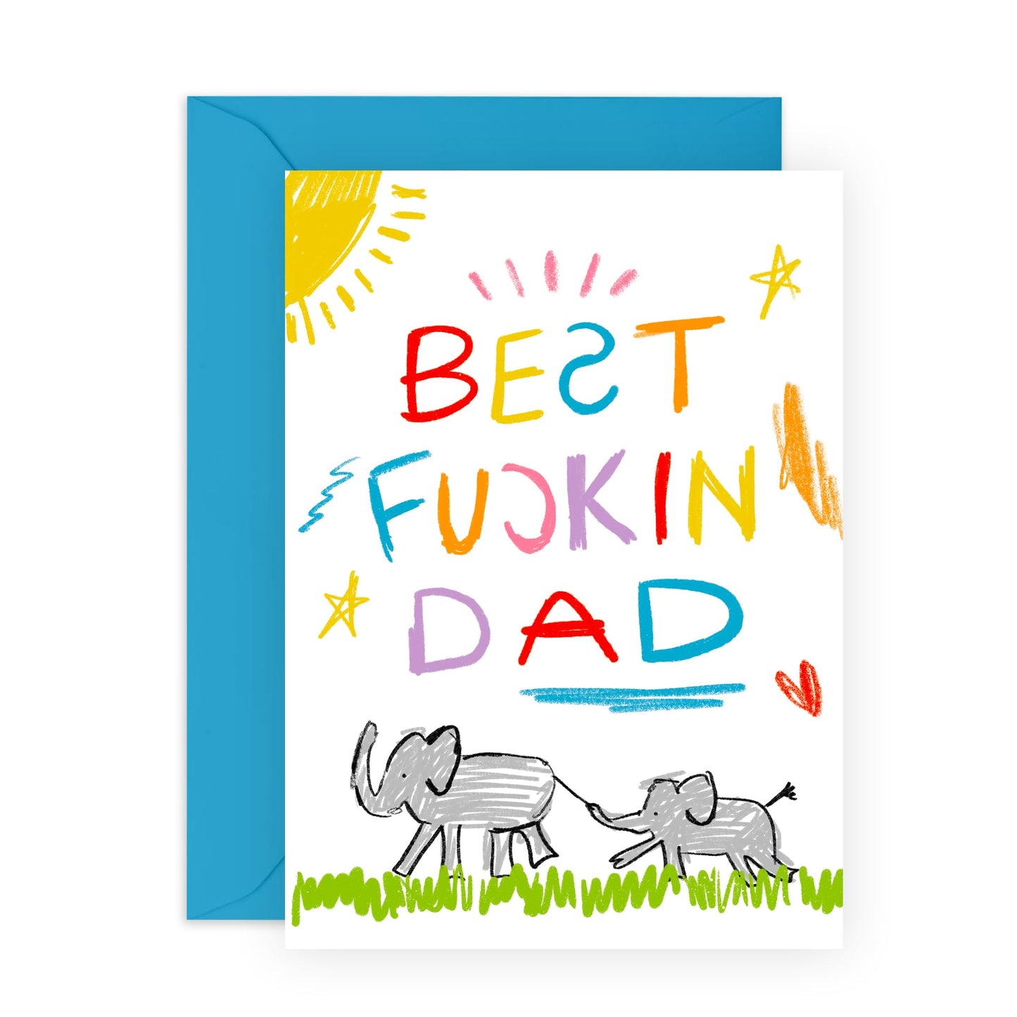 Dad Birthday Cards Funny - Best F*ckin Dad - Humorous Greeting Cards For Men - Father's Day Cards From Daughter Or Son - Gifts For Him - Comes With Stickers - By Central 23