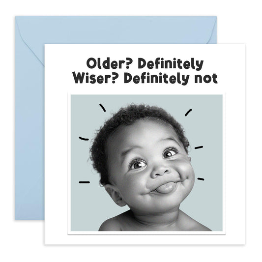 Greeting Card - 'OLDER WISER BABY BOY' - Perfect for Celebrating a Milestone with a Playful Design - Ideal for Adding a Touch of Humor and Joy to a Special Birthday - Comes With Stickers By Central 23