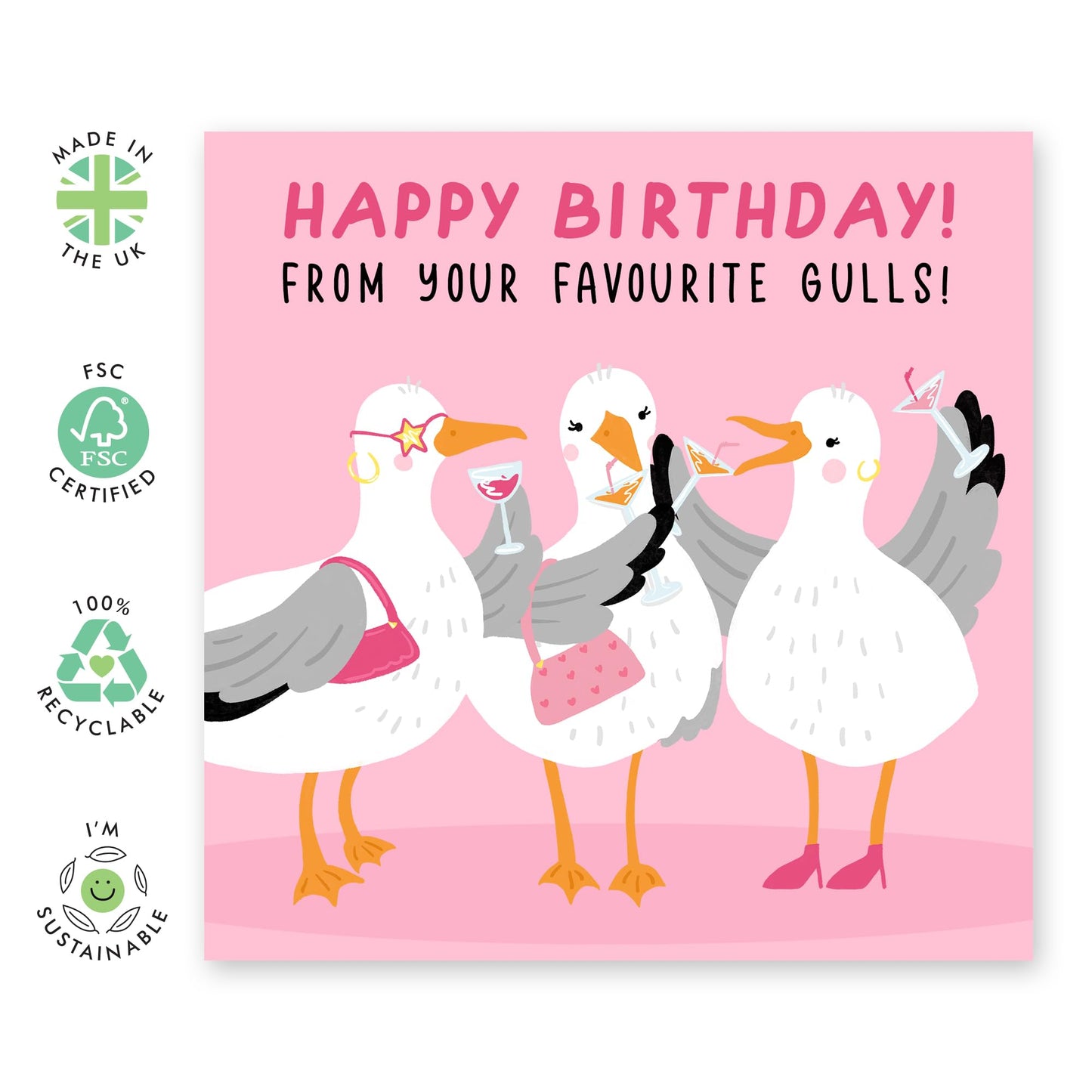 Best Friend Birthday Card - Happy Birthday From Your Fav Gulls - Cheeky Bday Cards For Women Her Female - Hilarious Puns - Friendship Gifts For Sister Cousins - Comes With Stickers By Central 23