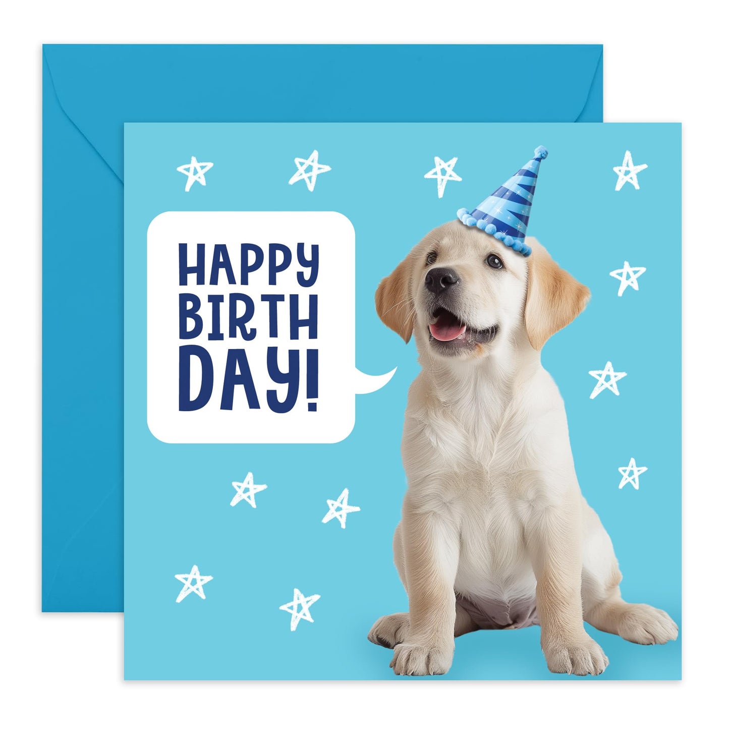 Birthday Greeting Card - 'BIRTHDAY DOG SPEECH BUBBLE' - Perfect for Celebrating with a Fun Canine Twist - Ideal for Dog Lovers & Adding a Unique Touch to Birthdays - Comes With Stickers By Central 23