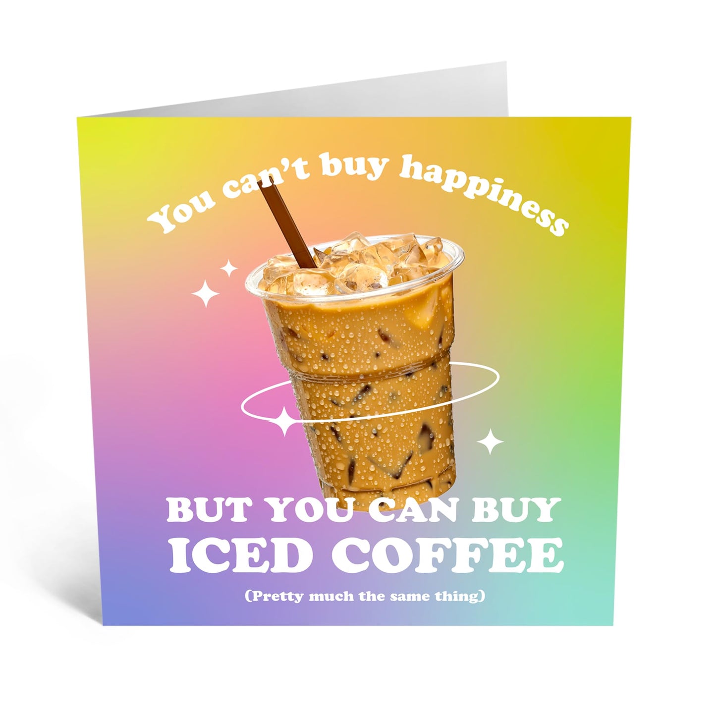 Greeting Card - 'ICED COFFEE HAPPINESS' - Perfect for Celebrating with a Cool and Refreshing Twist - Ideal for Coffee Lovers and Adding a Touch of Joy to Their Day - Comes With Stickers By Central 23