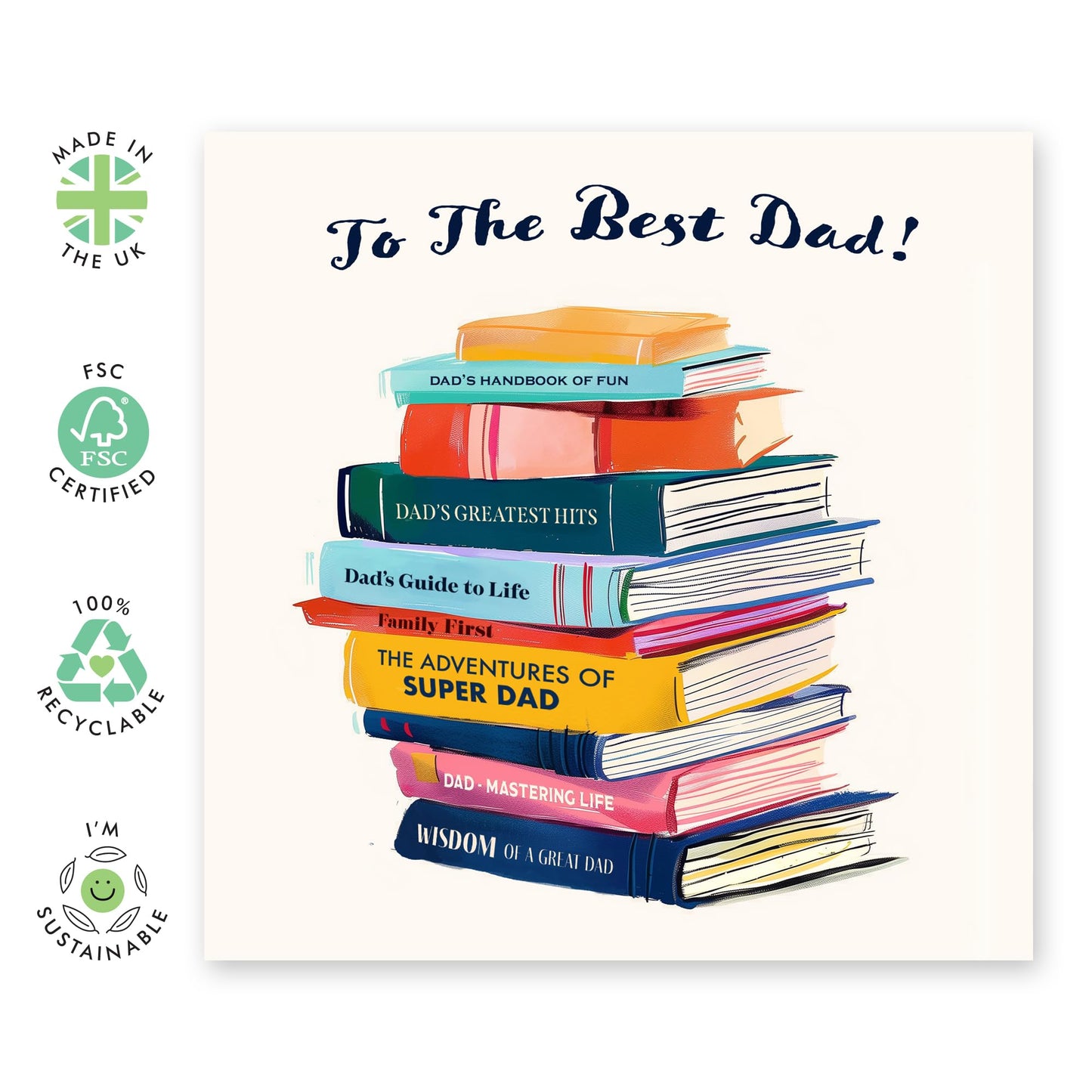 Father Day Card From Daughter Son - To The Best Dad - Happy Birthday Dad Card - Sweet Thoughtful Gifts For Him Men Papa Pop Daddy - Comes With Fun Stickers And Envelopes By Central 23