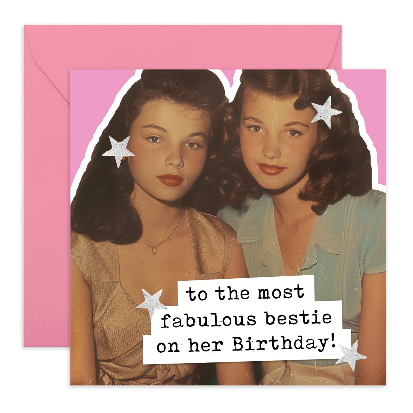 Birthday Card for Bestie - 'Fabulous Bestie' - Gifts for BFFs, Girlfriends, Best friend, Sister, Mum - Stay Fab and Beautiful - Comes with Fun Stickers