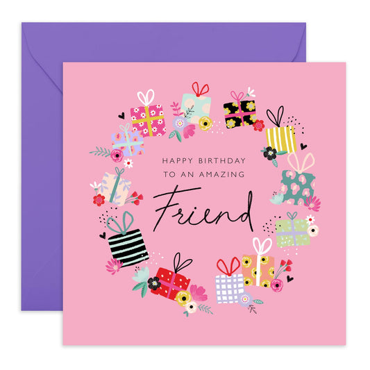 Birthday Card For Friend - Pink Presents - Happy Birthday Card For Her Female - Friend Birthday Card - Gifts For Friends Women - Comes With Cute Stickers - By Central 23
