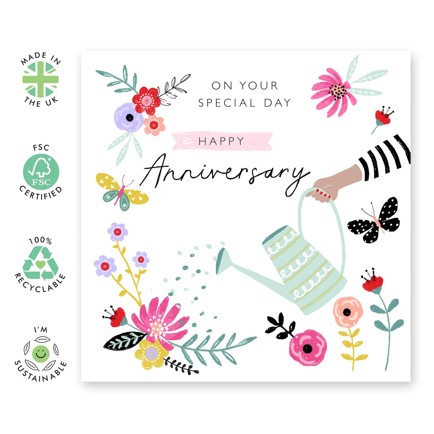 Anniversary Card For Couple - Aniversary Watering Can Floral - Wedding Anniversary Card Husband Wife - You Are Loved Cards - Greeting Cards Girlfriend Boyfriend- Comes With Fun Stickers By Central 23