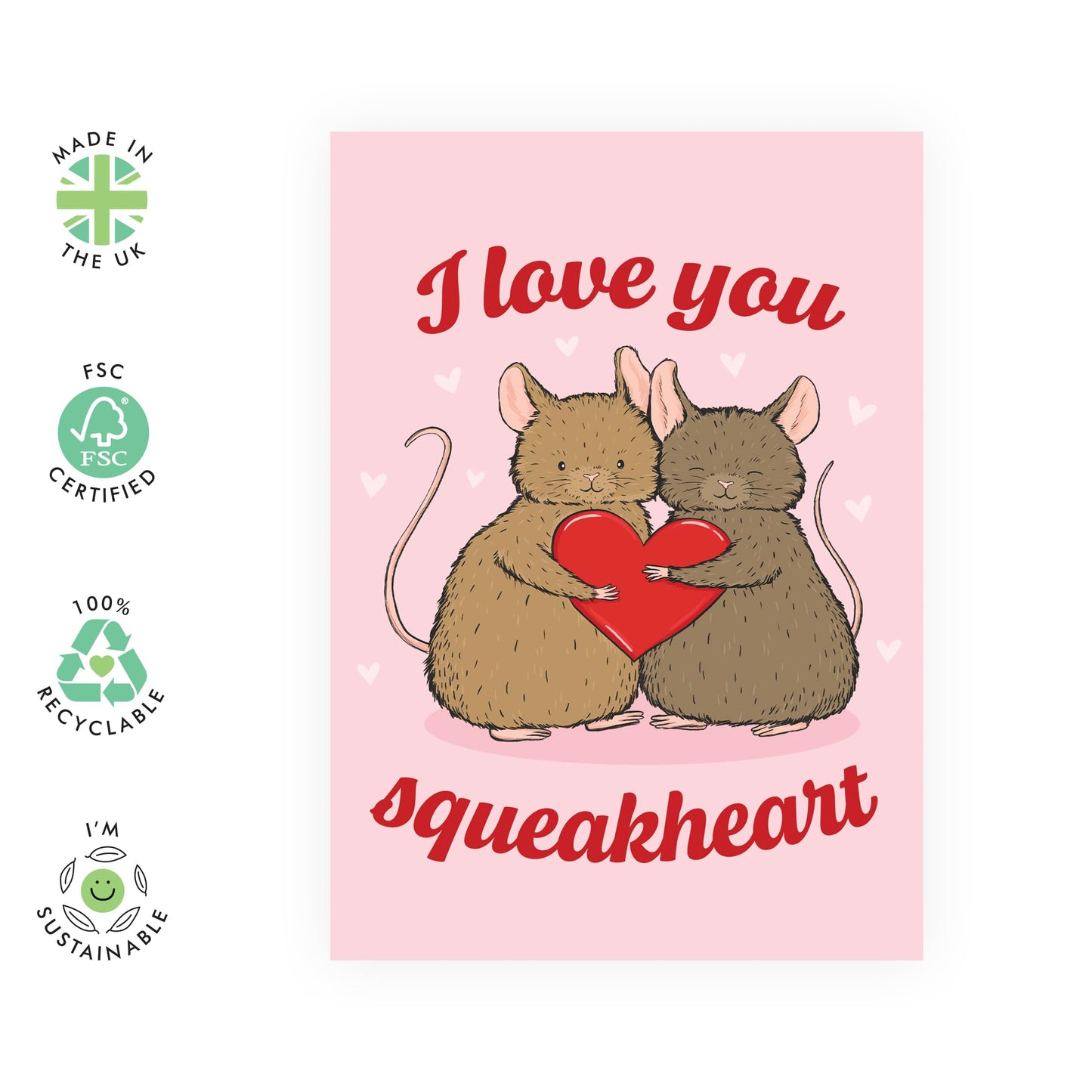 Valentines Card For Boyfriend Girlfriend Couples - I Love You Squeakheart Mice - Birthday Card For Adult Men Women - Anniversary Card For Him - For Husband Wife - Comes With Stickers By Central 23