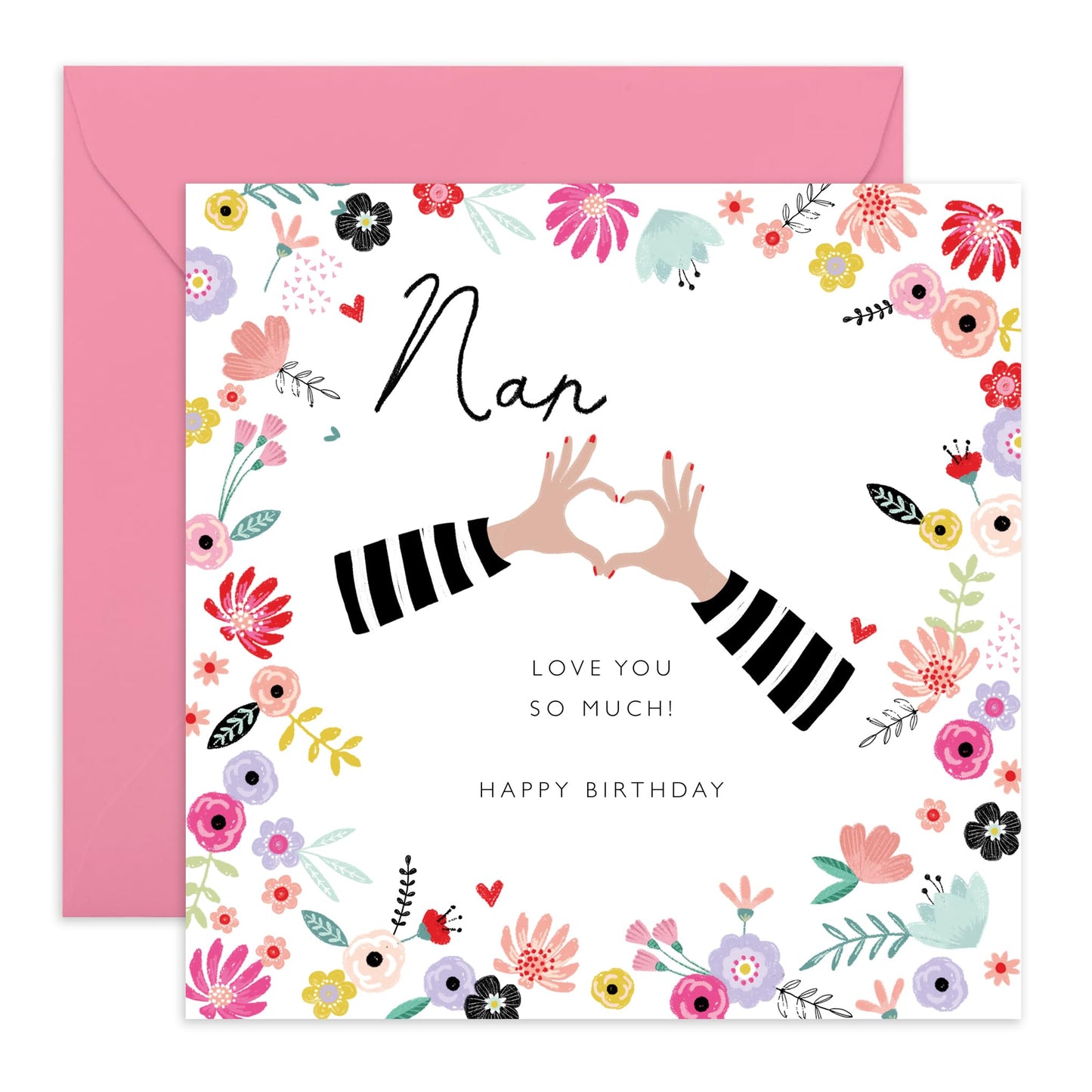 Grandma Birthday Card Floral - Heartfelt Greeting Cards For Women - Nan Birthday Card - Granny Greeting Cards Flowers - Grandmother Nanny Gifts For Her - Comes With Fun Stickers By Central 23