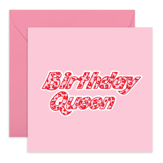 Female Birthday Cards For Her - Leopard Birthday Queen - Pretty Birthday Card For Mum Nana Wife - Friend Birthday Gifts Girly - Ladies Birthday Card - Comes With Fun Stickers By Central 23