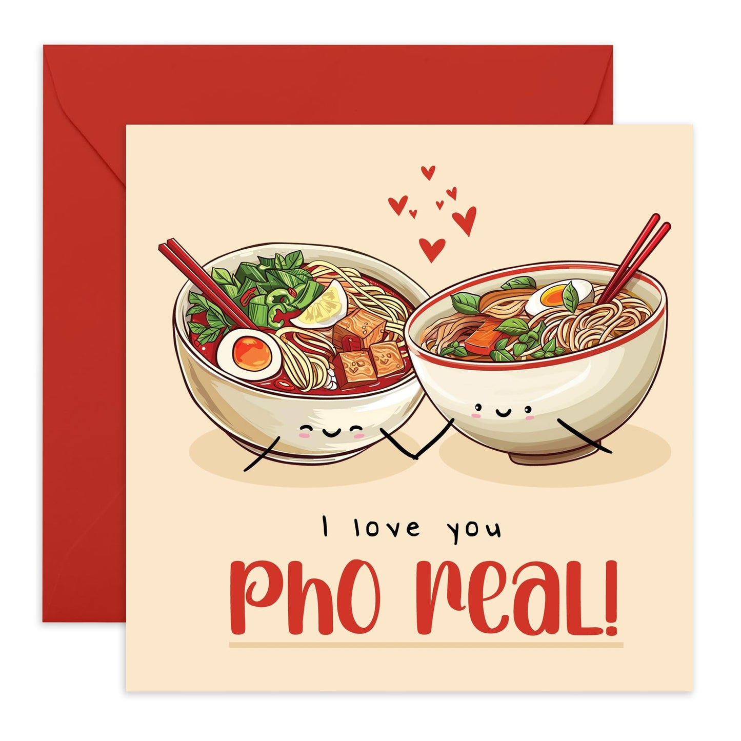 Birthday Cards For Her Him - I Love You Pho Real - Love Cards Husband Wife - Valentines Day Card Girlfriend Boyfriend - Gift For Fiance - Anniversary Card Couple - Comes With Stickers By Central 23