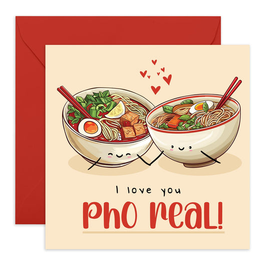 Birthday Cards For Her Him - I Love You Pho Real - Love Cards Husband Wife - Valentines Day Card Girlfriend Boyfriend - Gift For Fiance - Anniversary Card Couple - Comes With Stickers By Central 23